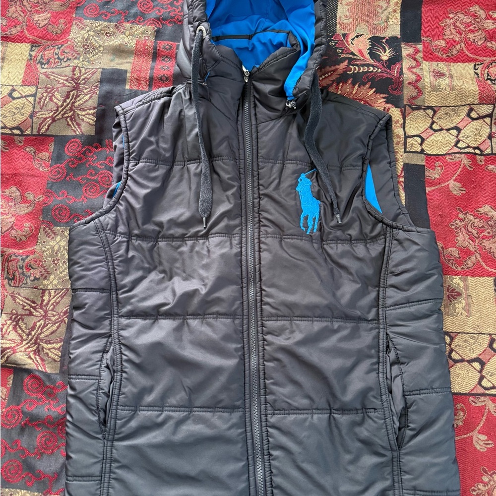 Polo Ralph Lauren Big Pony Gogeta Blue Hooded Vest Jacket